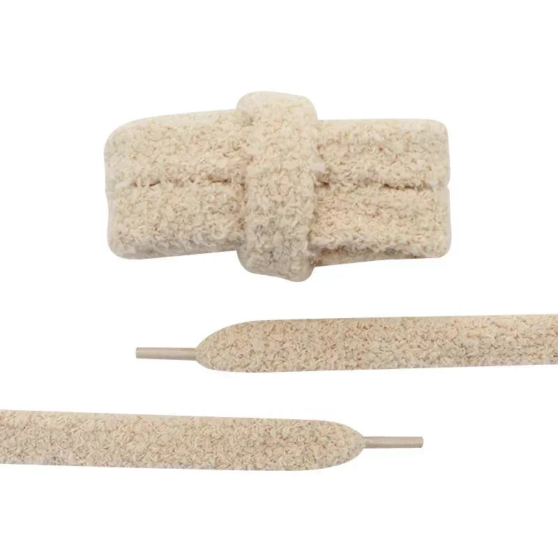 Fall Autumn Winter Fuzzy Shoelaces Soft 15mm Big Fat Plush Towel Laces Halloween Christmas Decoration for Adults Casual Sneakers Cleantapaire