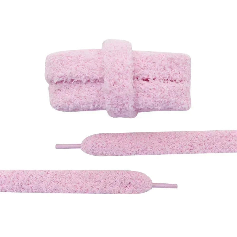 Fall Autumn Winter Fuzzy Shoelaces Soft 15mm Big Fat Plush Towel Laces Halloween Christmas Decoration for Adults Casual Sneakers Cleantapaire