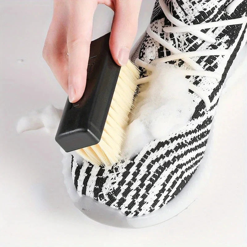 2pcs Dual-Strength Plastic Shoe Brush Set - Soft White Bristles & Firm Black Bristles  Versatile Shoe Care Tool for Home Use Cleantapaire