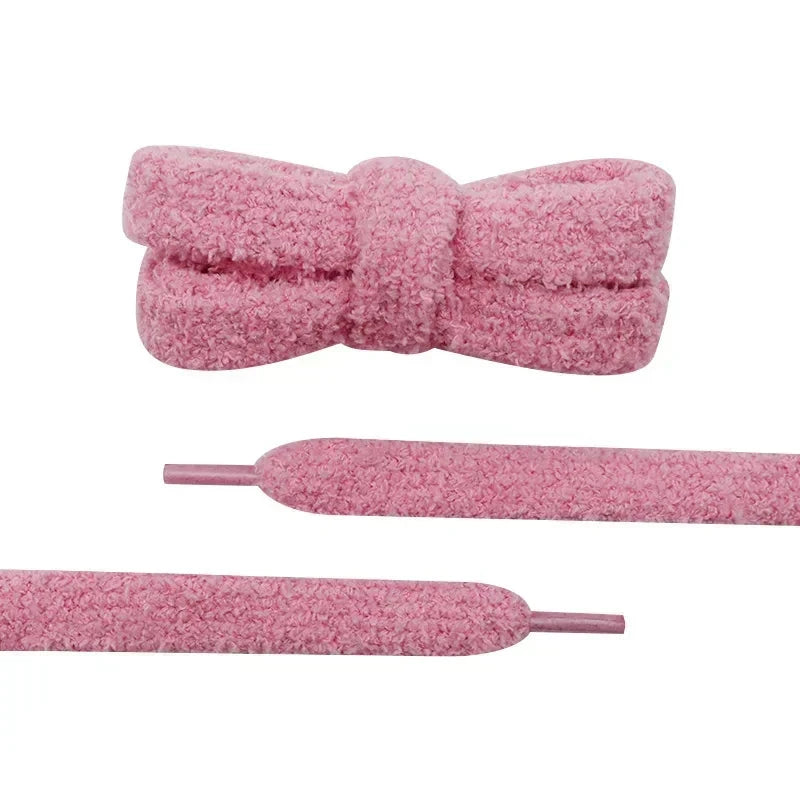 Fall Autumn Winter Fuzzy Shoelaces Soft 15mm Big Fat Plush Towel Laces Halloween Christmas Decoration for Adults Casual Sneakers Cleantapaire