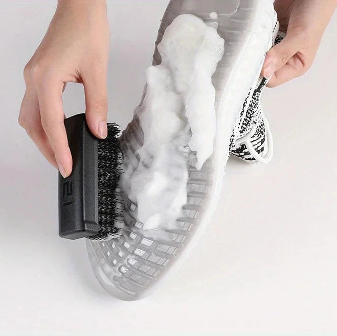 2pcs Dual-Strength Plastic Shoe Brush Set - Soft White Bristles & Firm Black Bristles  Versatile Shoe Care Tool for Home Use Cleantapaire