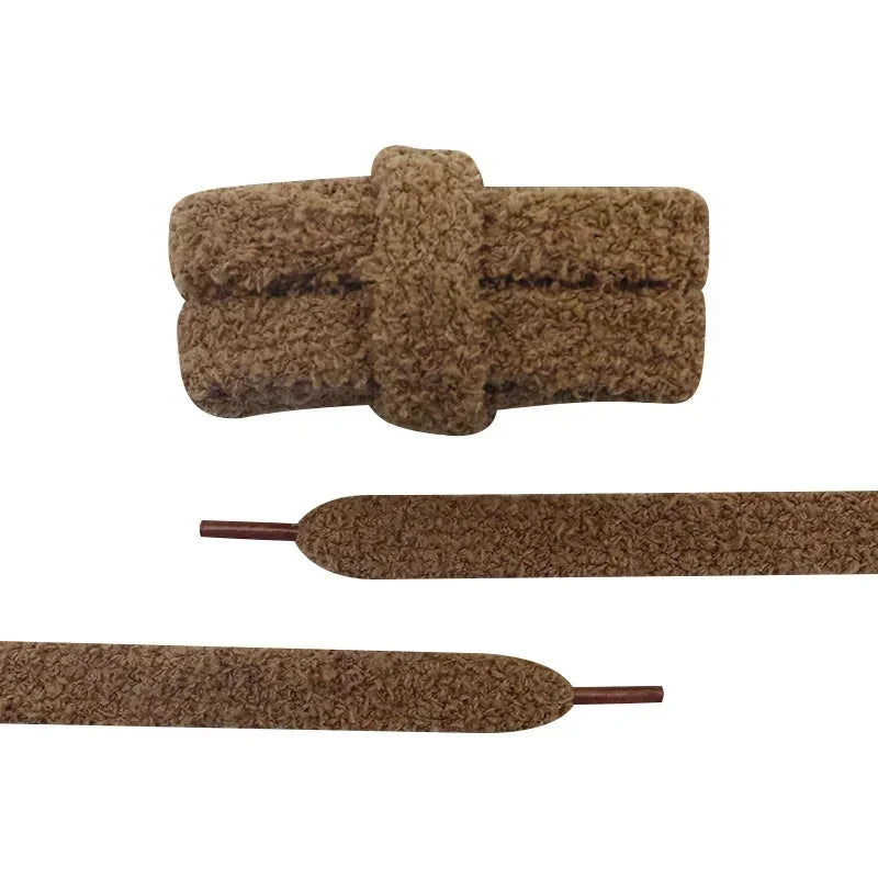 Fall Autumn Winter Fuzzy Shoelaces Soft 15mm Big Fat Plush Towel Laces Halloween Christmas Decoration for Adults Casual Sneakers Cleantapaire